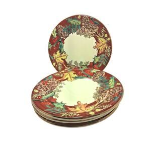 Varm  Ceramica Crimson Wreath Retired Plates Set of 4